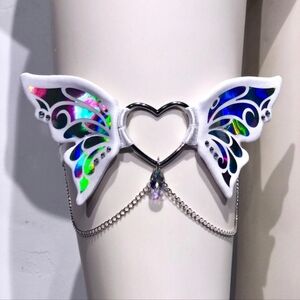 New Chrome Monarchy Holographic Butterfly Garter